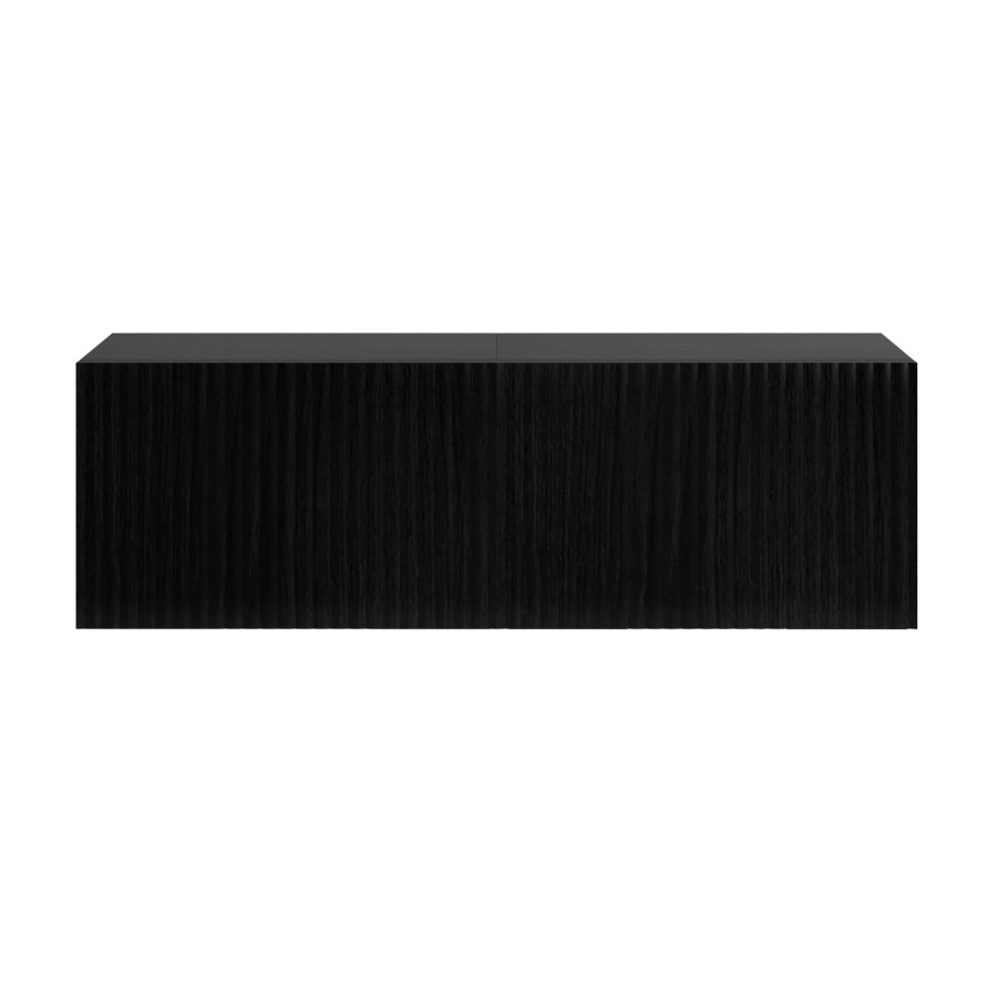 Multifunctional Small Black Ribbed Floating TV Stand - TV's up to 55" - Hazel