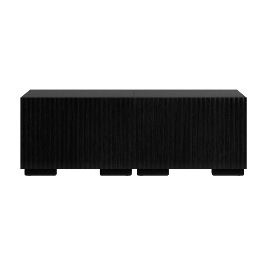 Multifunctional Small Black Ribbed Floating TV Stand - TV's up to 55" - Hazel