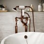 Brushed Bronze Freestanding Bath Shower Mixer Tap with Stand Pipes - Helston