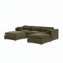Khaki Green Velvet 5 Seater U-Shape Sofa - Hudson