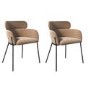 ALMOST PERFECT - Set of 2 Beige Velvet Curved Dining Chairs - Isla