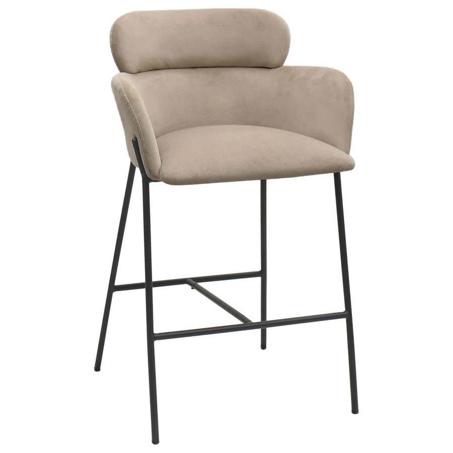 ONLY OPENED - Beige Velvet Curved Counter Stool - Isla