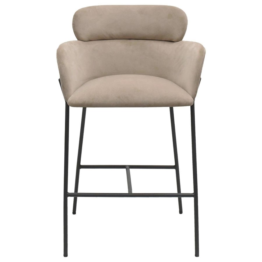 ONLY OPENED - Beige Velvet Curved Counter Stool - Isla