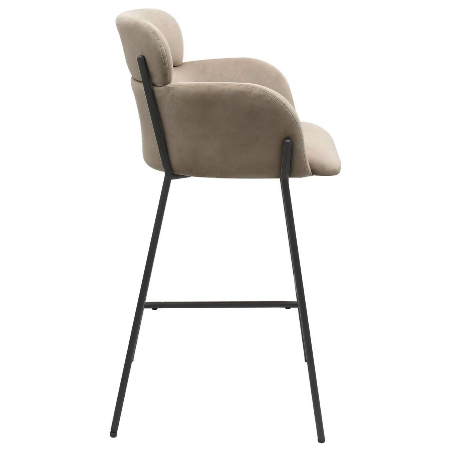 ONLY OPENED - Beige Velvet Curved Counter Stool - Isla