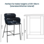 Set of 2 Navy Velvet Curved Kitchen Stools - Isla