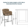 Set of 2 Beige Faux Leather Curved Kitchen Stools with Back - Isla