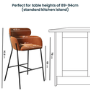 Set of 4 Burnt Orange Velvet Curved Kitchen Stools with Back - Isla