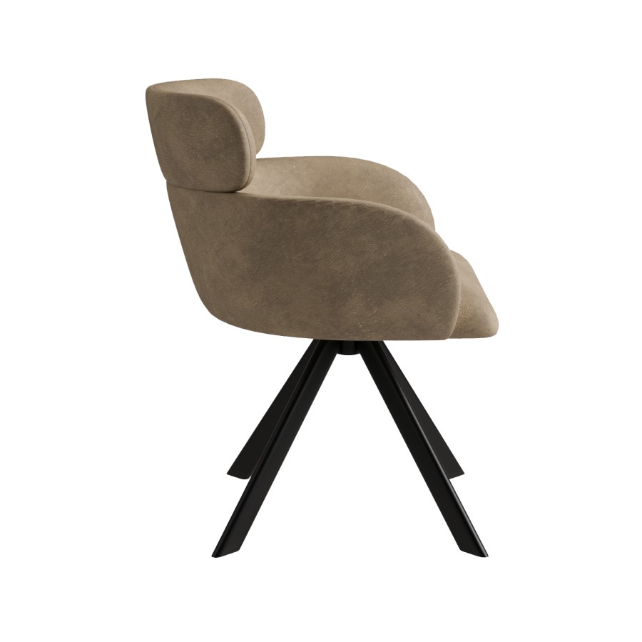 GRADE A1 - Set of 2 Beige Faux Leather Curved Swivel Dining Chairs - Isla