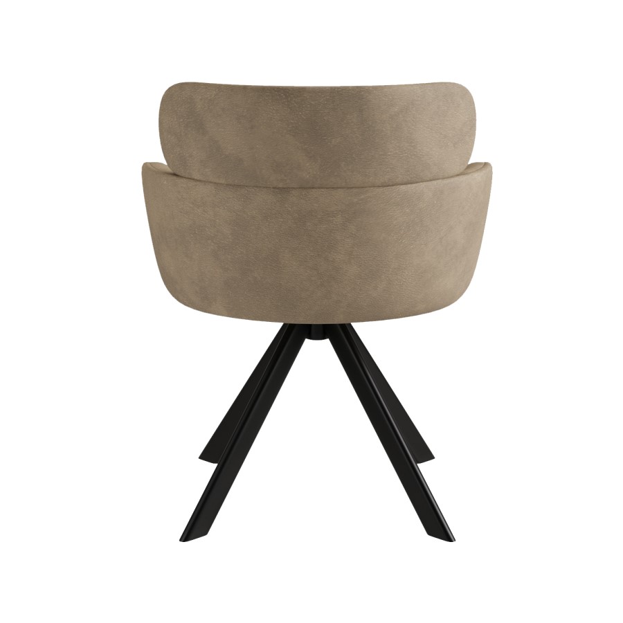 GRADE A1 - Set of 2 Beige Faux Leather Curved Swivel Dining Chairs - Isla
