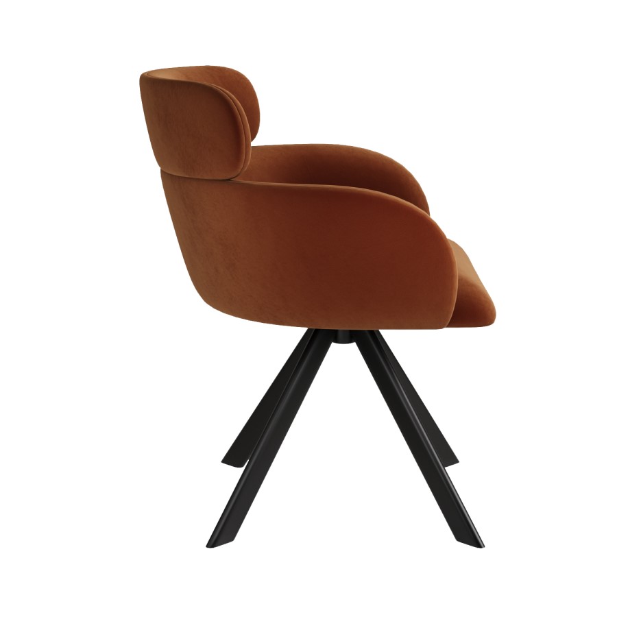 Set of 6 Burnt Orange Curved Swivel Dining Chairs - Isla