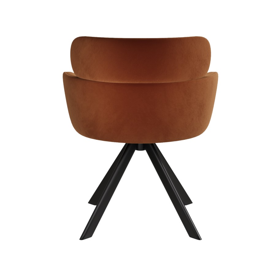 Set of 6 Burnt Orange Curved Swivel Dining Chairs - Isla