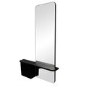 Slim & Narrow Black Oak Floating Console Table with Mirror & Storage - Izzi
