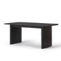 Large Rectangular Black Oak Extendable Dining Table Set with 6 Burnt Orange Velvet Chairs - Seats 6 - Jarel