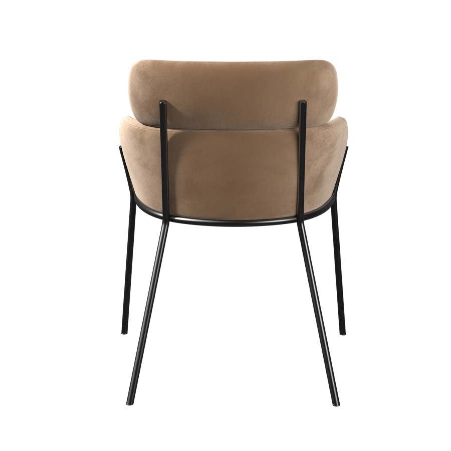 ALMOST PERFECT - Set of 2 Beige Velvet Curved Dining Chairs - Isla