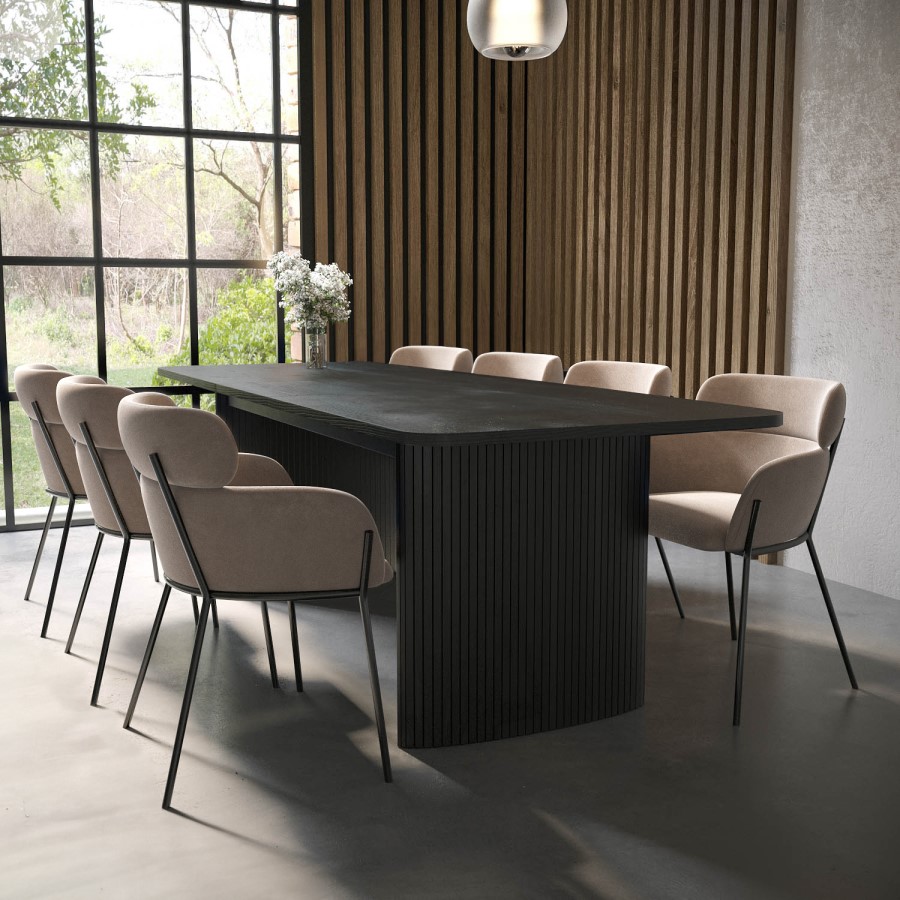 ALMOST PERFECT - Set of 2 Beige Velvet Curved Dining Chairs - Isla