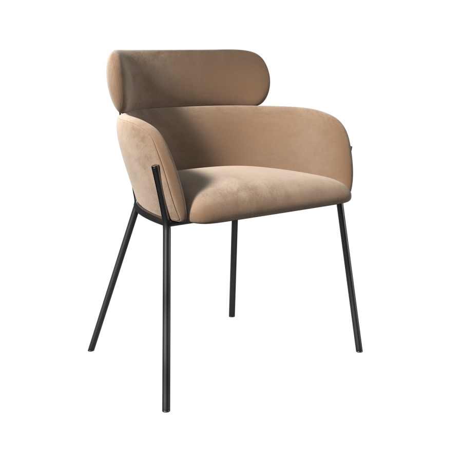 ALMOST PERFECT - Set of 2 Beige Velvet Curved Dining Chairs - Isla