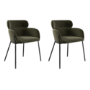 Set of 6 Green Velvet Curved Dining Chairs - Isla