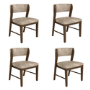 Set of 4 Beige PU Curved Back Wooden Dining Chairs with Walnut Finish Legs - June