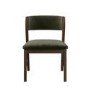 Set of 6 Green Velvet Curved Back Wooden Dining Chairs with Walnut Finish Legs - June