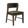 Set of 6 Green Velvet Curved Back Wooden Dining Chairs with Walnut Finish Legs - June