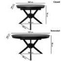 Large Round to Oval Black Extendable Dining Table Set with 6 Beige Upholstered Chairs - Seats 6 - Karie