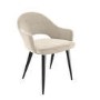 Large Round to Oval Black Extendable Dining Table Set with 6 Beige Upholstered Chairs - Seats 6 - Karie