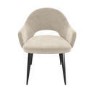 Large Round to Oval Black Extendable Dining Table Set with 6 Beige Upholstered Chairs - Seats 6 - Karie