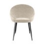 Large Round to Oval Black Extendable Dining Table Set with 6 Beige Upholstered Chairs - Seats 6 - Karie