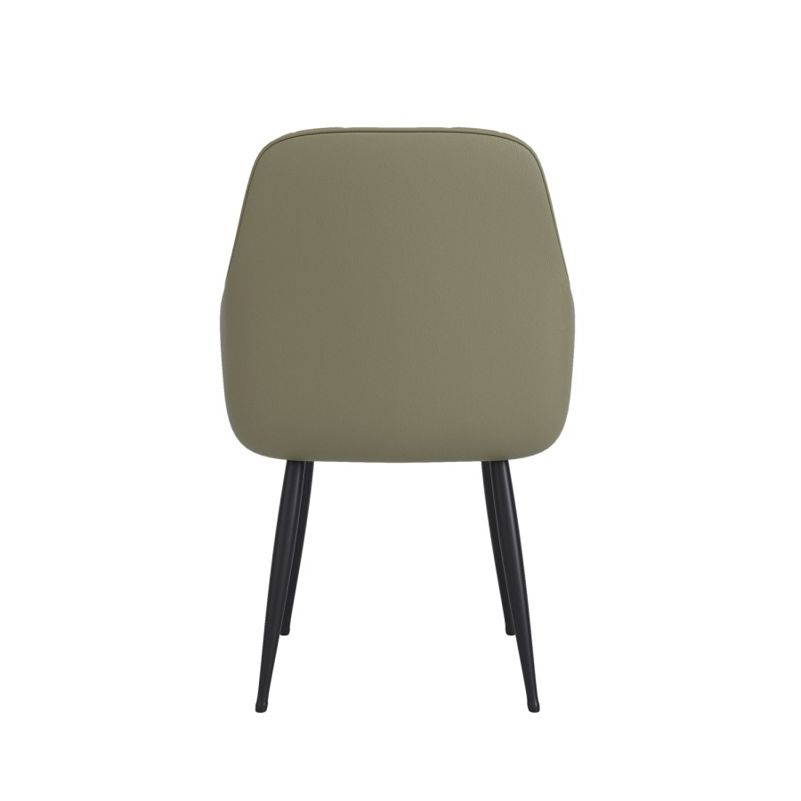 Round to Oval Black Extendable Dining Table Set with 4 Sage Green Faux Leather Chairs - Seats 4 - Karie
