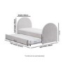 Grey Upholstered Single Guest Bed with Curved Headboard and 1 Mattress - Kayla