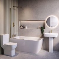 Brass Freestanding Left Hand Shower Bath Suite with Toilet and Basin - Kona
