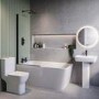 Black Freestanding Left Hand Shower Bath Suite with Toilet and Basin - Kona