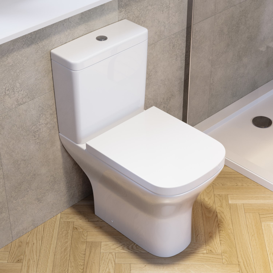 Black Freestanding Left Hand Shower Bath Suite with Toilet and Basin - Kona