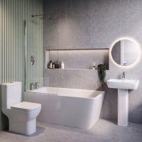 Chrome Freestanding Left Hand Shower Bath Suite with Toilet and Basin - Kona