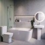 Chrome Freestanding Left Hand Shower Bath Suite with Toilet and Basin - Kona