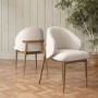 ONLY OPENED - Beige Upholstered Curved Dining Chair With Solid Rustic Oak Exposed Back - Kori