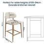Set of 2 Beige Upholstered Curved Kitchen Stools With Solid Oak Exposed Back - Kori