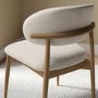 Set of 2 Beige Upholstered Curved Dining Chairs With Solid Wood Exposed Back - Kori