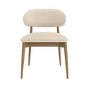 Beige Upholstered Curved Dining Chair with Solid Oak Open Back - Kori