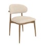 Beige Upholstered Curved Dining Chair with Solid Oak Open Back - Kori