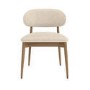 Set of 4 Beige Upholstered Curved Dining Chairs With Solid Wood Exposed Back - Kori