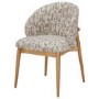 ALMOST PERFECT - Beige Printed Upholstered Curved Dining Chair With Solid Rustic Oak Exposed Back - Kori