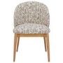 ALMOST PERFECT - Beige Printed Upholstered Curved Dining Chair With Solid Rustic Oak Exposed Back - Kori