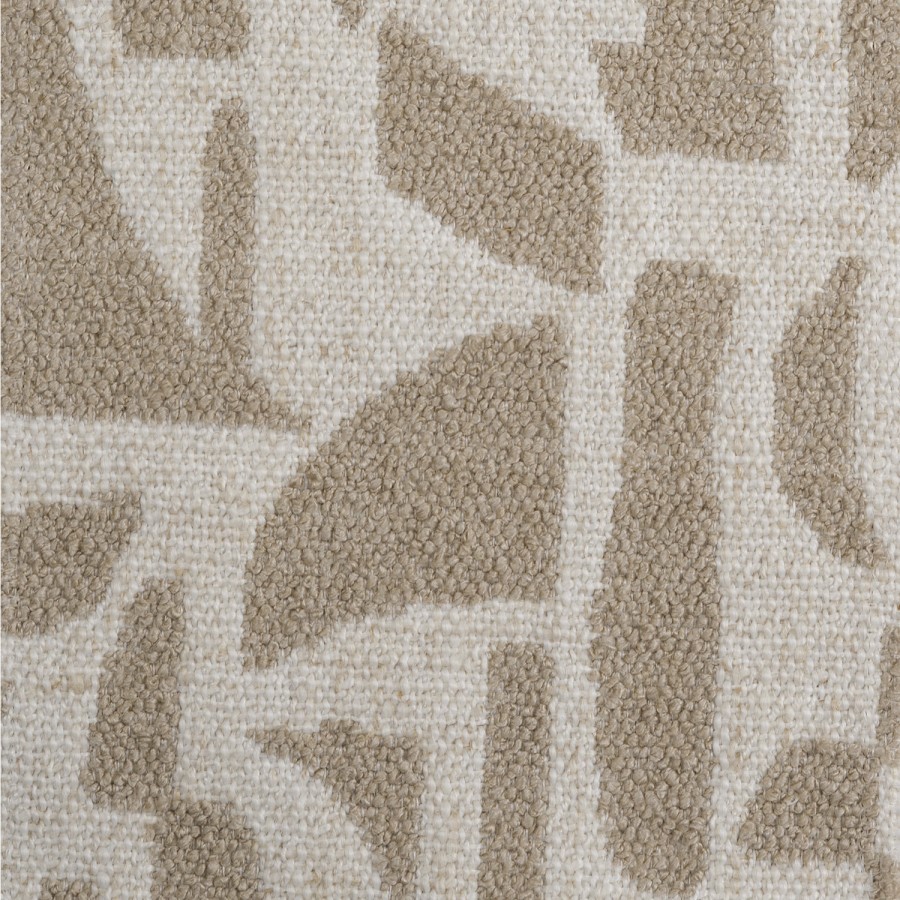 ALMOST PERFECT - Beige Printed Upholstered Curved Dining Chair With Solid Rustic Oak Exposed Back - Kori