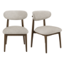 Set of 2 Walnut and Beige Upholstered Curved Dining Chairs with Solid Wood Open Back - Kori