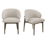 Set of 2 Walnut and Beige Upholstered Curved Dining Chairs with Solid Wood Exposed Back - Kori