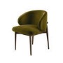 Set of 2 Walnut and Olive Green Velvet Curved Dining Chairs with Solid Wood Exposed Back - Kori