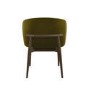 Set of 6 Walnut and Olive Green Velvet Curved Dining Chairs with Solid Wood Exposed Back - Kori