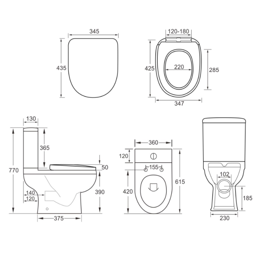 Modern Freestanding 1645mm Bath Suite with Toilet & Basin - Lisbon