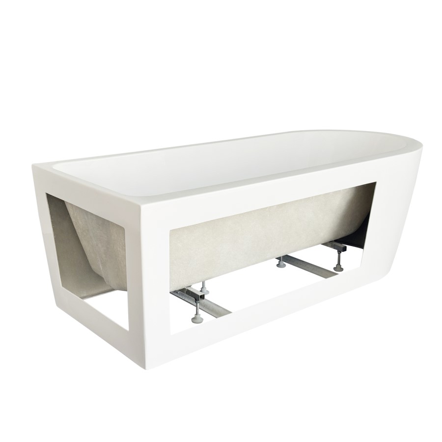 Freestanding Shower Bath Single Ended Left Hand Corner with Brass Bath Screen 1650 x 740mm - Lisbon